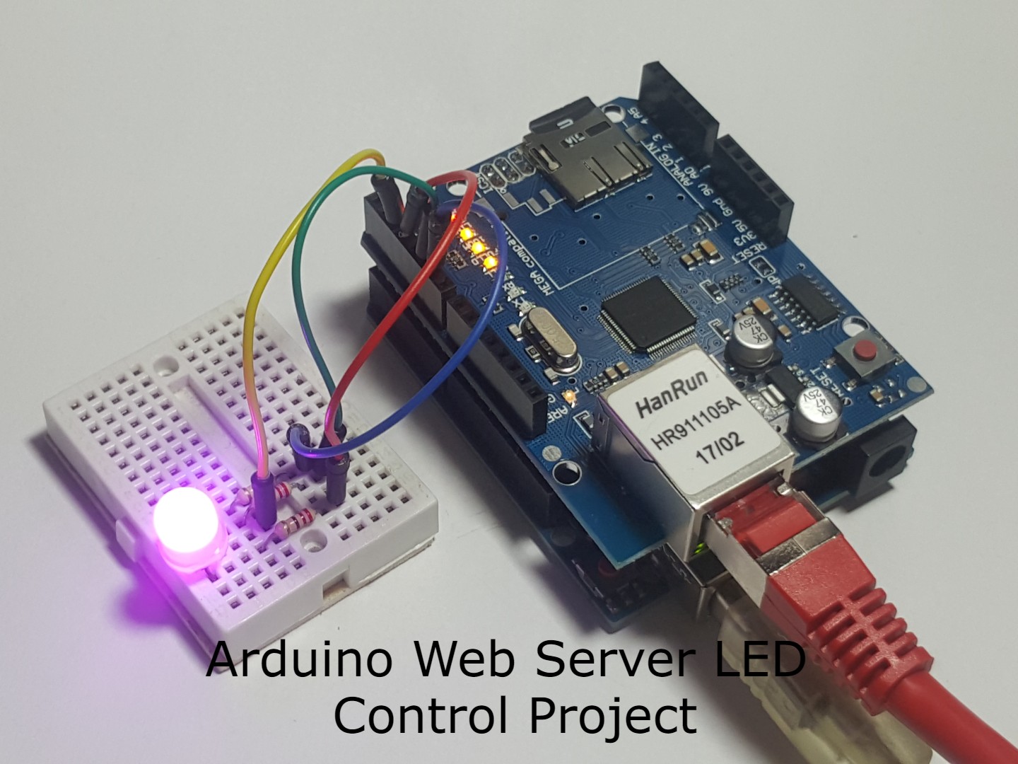 Arduino web server LED control project setup